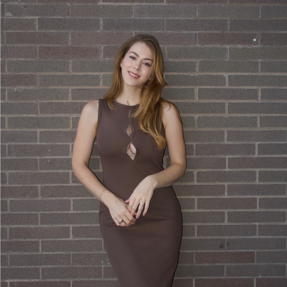 Peppermayo Chocolate Brown Midi Dress